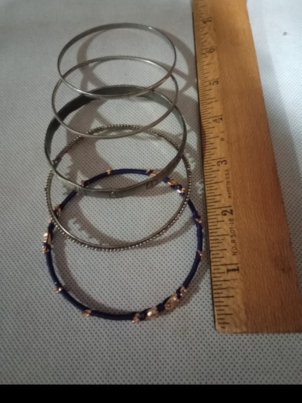 Silver and Navy Stackable Bangle Bracelet Set - Women Jewelry